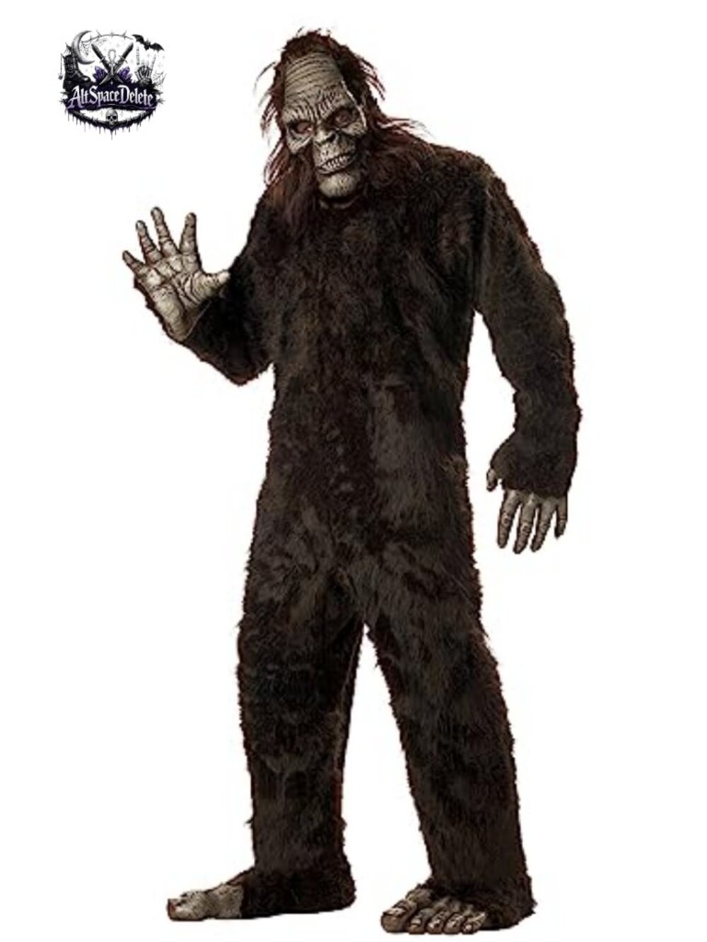 Adult Big Foot Costume Faux Fur Bodysuit Mask Gloves Foot Covers One Size